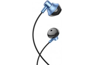 Наушники внутриканальные HOCO M75, Belle, микрофон, регулятор громкости, кнопка ответа, кабель 1.2м, цвет: синий (1/21/210)